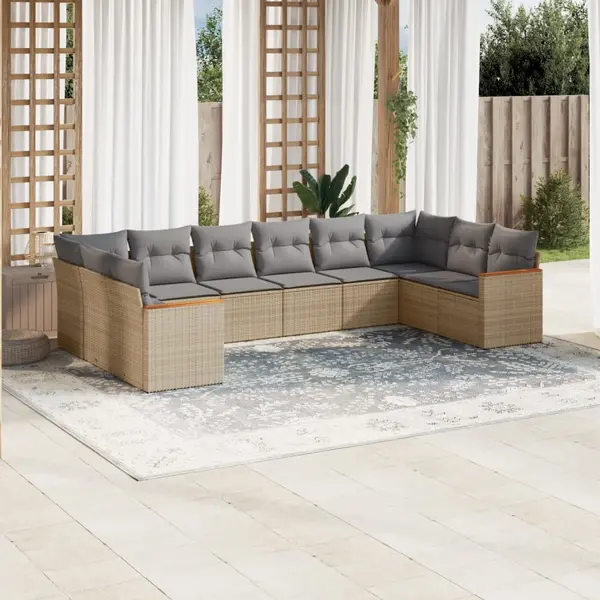 Gossi set canapele de gradina cu perne, 10 piese, bej, poliratan