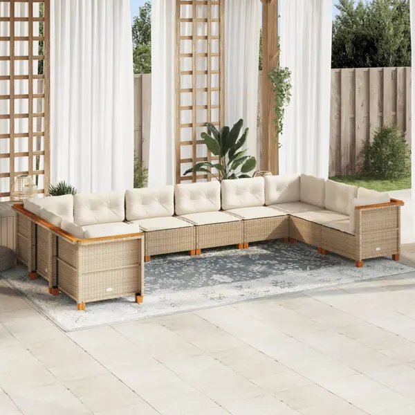 Gossi set canapele de gradina cu perne, 10 piese, bej, poliratan