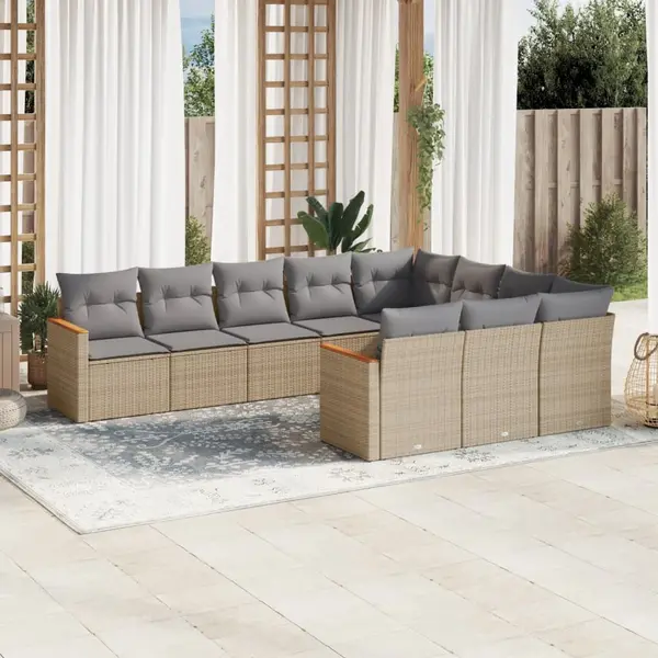 Gossi set canapele de gradina cu perne, 10 piese, bej, poliratan