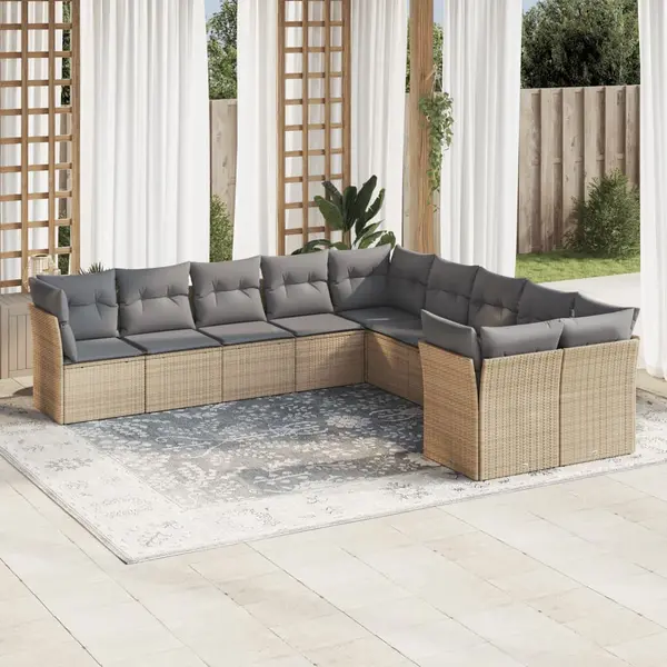 Gossi set canapele de gradina cu perne, 10 piese, bej, poliratan