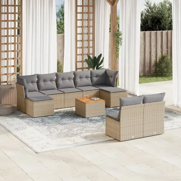 Gossi set canapele de gradina cu perne, 10 piese, bej, poliratan