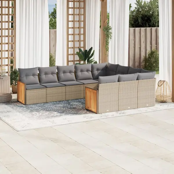 Gossi set canapele de gradina cu perne, 10 piese, bej, poliratan