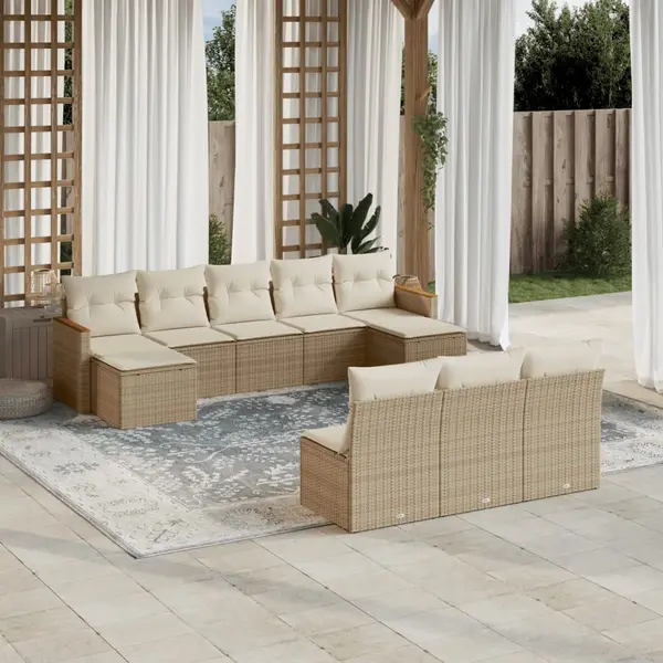 Gossi set canapele de gradina cu perne, 10 piese, bej, poliratan