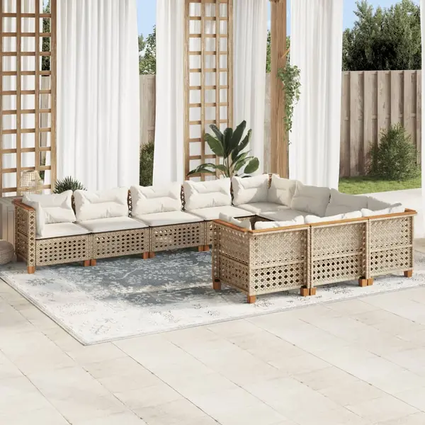 Gossi set canapele de gradina cu perne, 10 piese, bej, poliratan