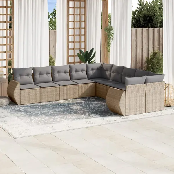 Gossi set canapele de gradina cu perne, 10 piese, bej, poliratan