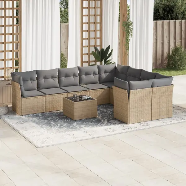 Gossi set canapele de gradina cu perne, 10 piese, bej, poliratan