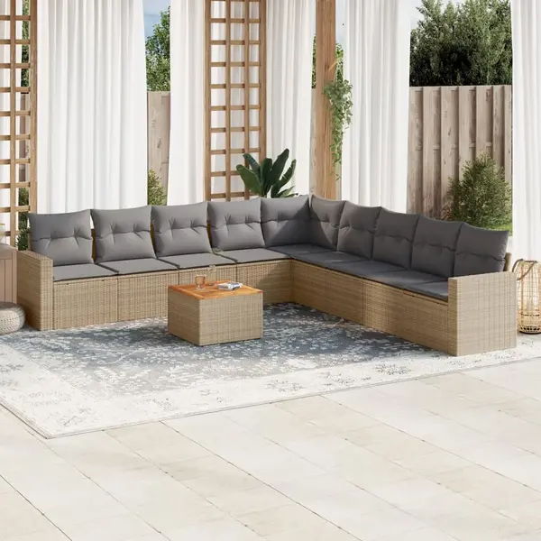 Gossi set canapele de gradina cu perne, 10 piese, bej, poliratan