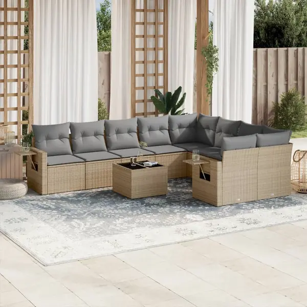 Gossi set canapele de gradina cu perne, 10 piese, bej, poliratan