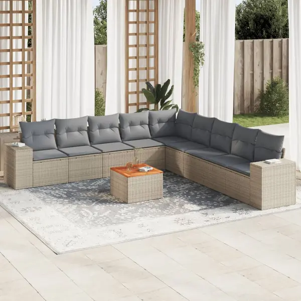 Gossi set canapele de gradina cu perne, 10 piese, bej, poliratan