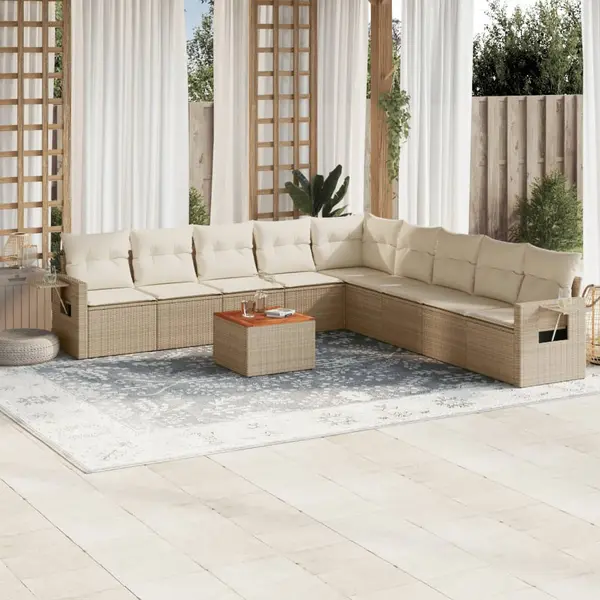 Gossi set canapele de gradina cu perne, 10 piese, bej, poliratan