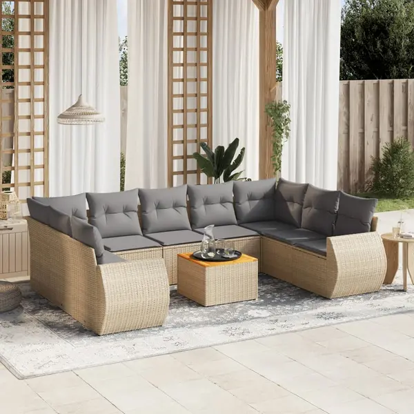 Gossi set canapele de gradina cu perne, 10 piese, bej, poliratan