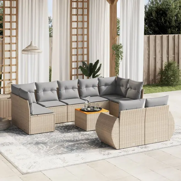 Gossi set canapele de gradina cu perne, 10 piese, bej, poliratan