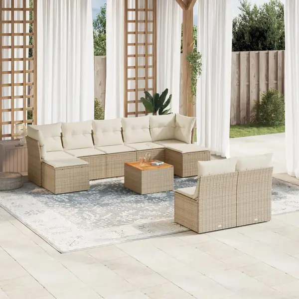 Gossi set canapele de gradina cu perne, 10 piese, bej, poliratan