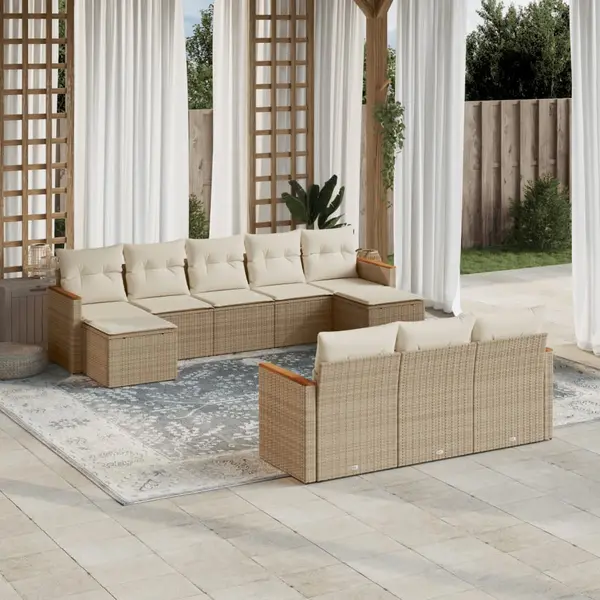 Gossi set canapele de gradina cu perne, 10 piese, bej, poliratan