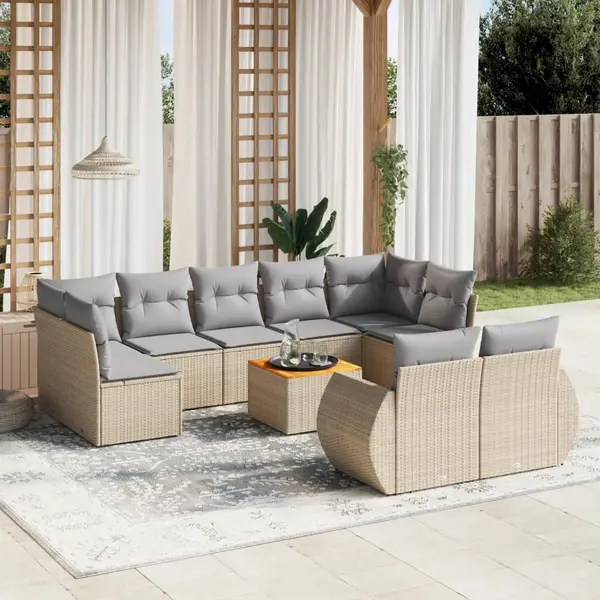 Gossi set canapele de gradina cu perne, 10 piese, bej, poliratan