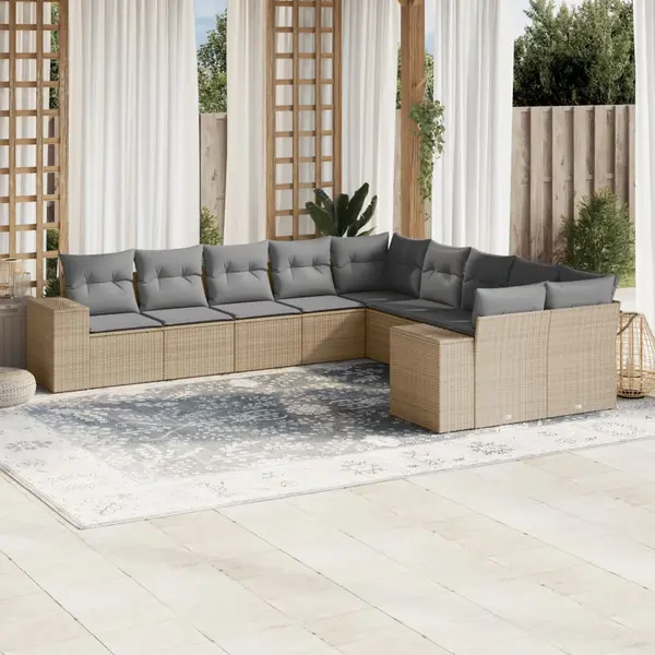 Gossi set canapele de gradina cu perne, 10 piese, bej, poliratan