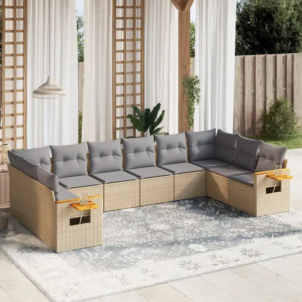 Gossi set canapele de gradina cu perne, 10 piese, bej, poliratan