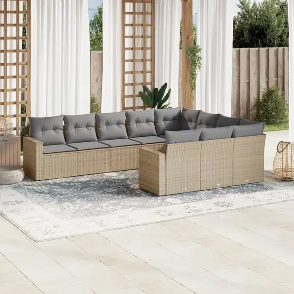 Gossi set canapele de gradina cu perne, 10 piese, bej, poliratan