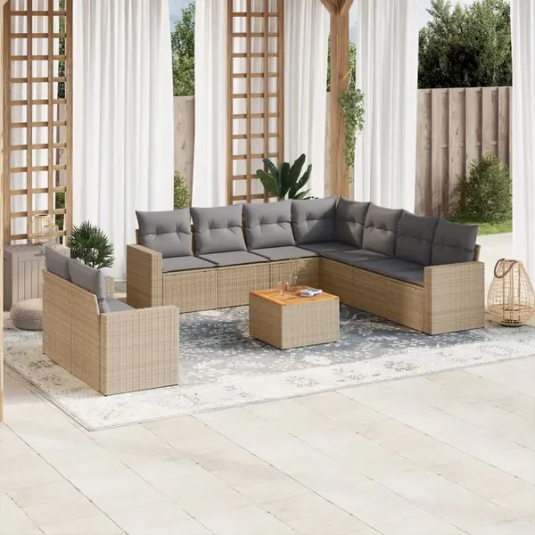 Gossi set canapele de gradina cu perne, 10 piese, bej, poliratan
