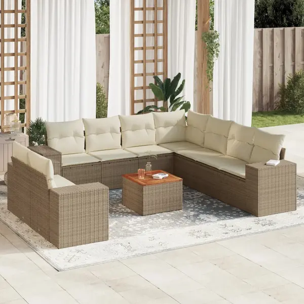 Gossi set canapele de gradina cu perne, 10 piese, bej, poliratan