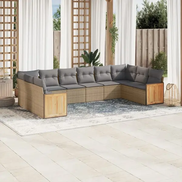 Gossi set canapele de gradina cu perne, 10 piese, bej, poliratan