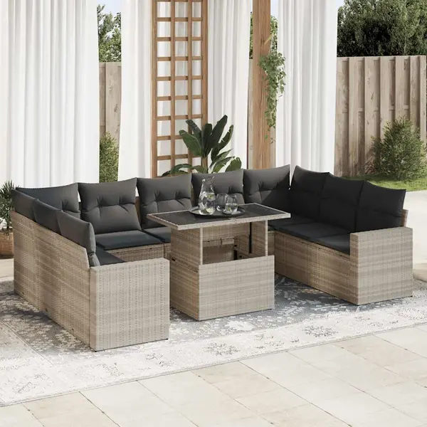Gossi set canapele de gradina cu perne 10 piese gri deschis poliratan