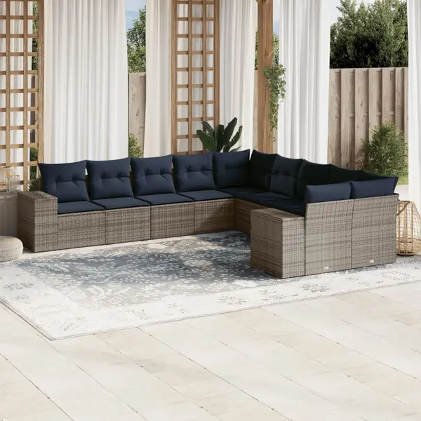 Gossi set canapele de gradina cu perne 10 piese gri deschis poliratan