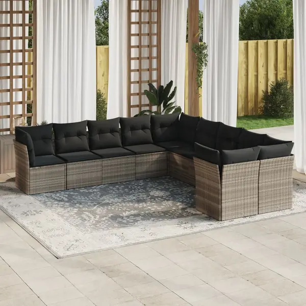 Gossi set canapele de gradina cu perne 10 piese gri deschis poliratan