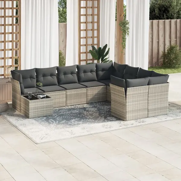Gossi set canapele de gradina cu perne 10 piese gri deschis poliratan