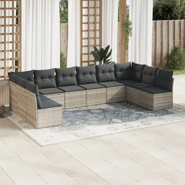 Gossi set canapele de gradina cu perne 10 piese gri deschis poliratan