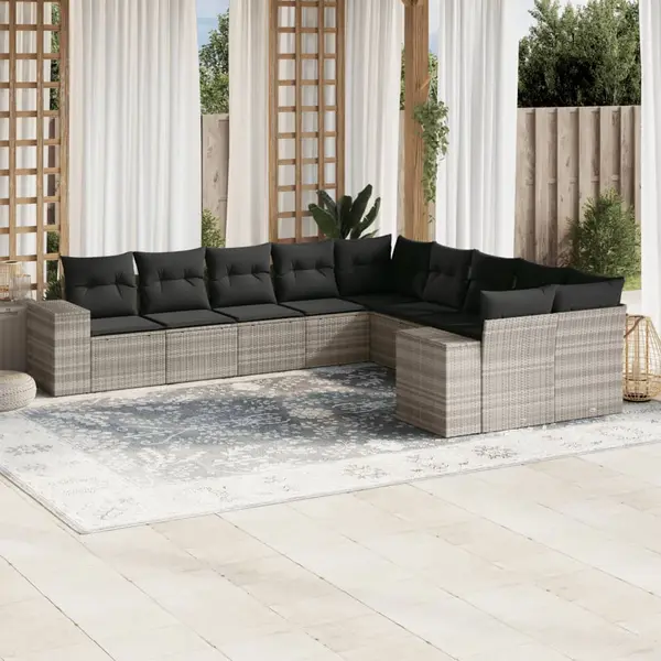 Gossi set canapele de gradina cu perne 10 piese gri deschis poliratan