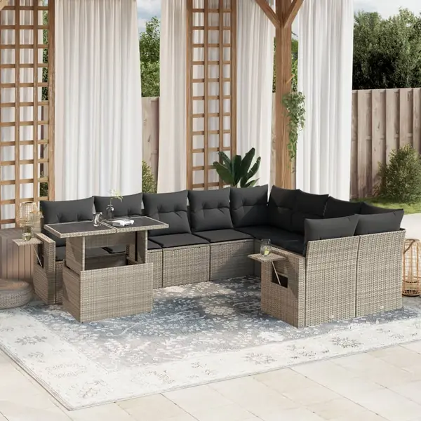 Gossi set canapele de gradina cu perne 10 piese gri deschis poliratan