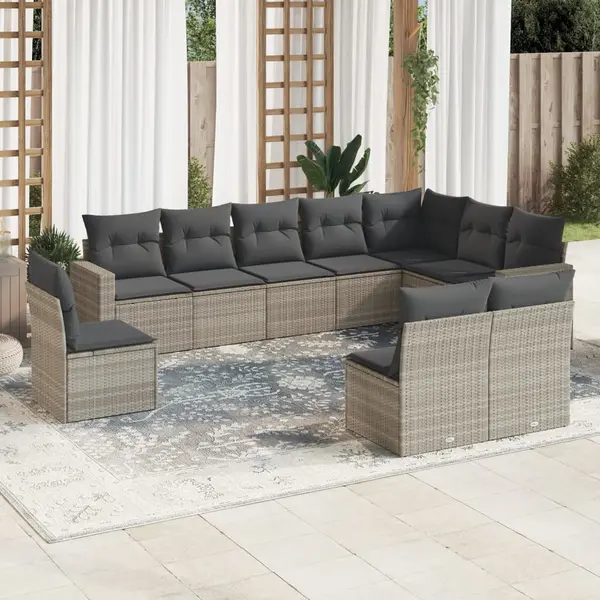 Gossi set canapele de gradina cu perne 10 piese gri deschis poliratan