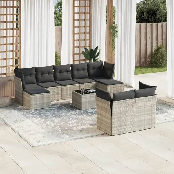 Gossi set canapele de gradina cu perne 10 piese gri deschis poliratan