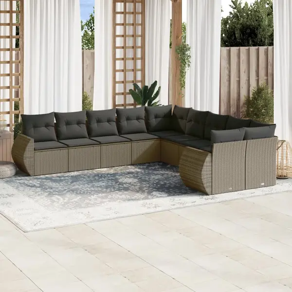 Gossi set canapele de gradina cu perne 10 piese gri deschis poliratan