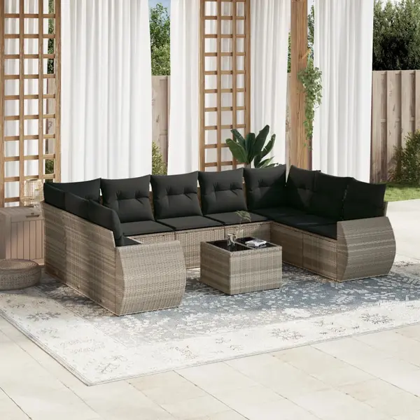 Gossi set canapele de gradina cu perne 10 piese gri deschis poliratan