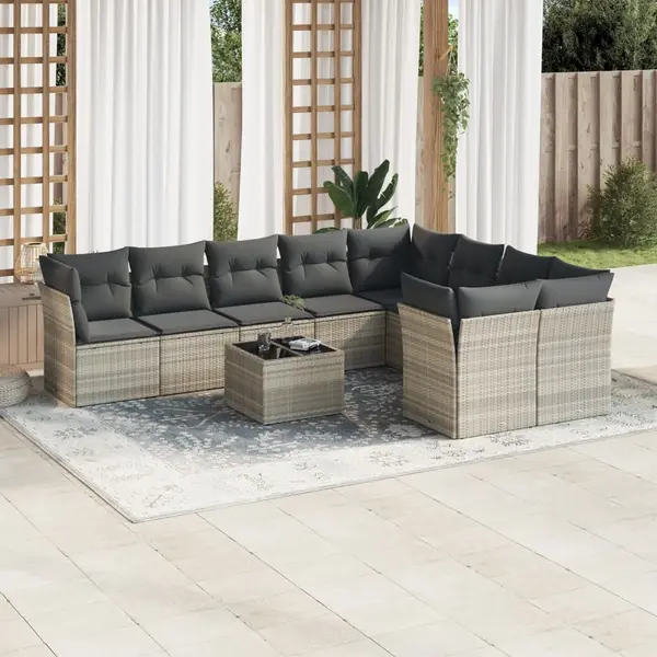 Gossi set canapele de gradina cu perne 10 piese gri deschis poliratan