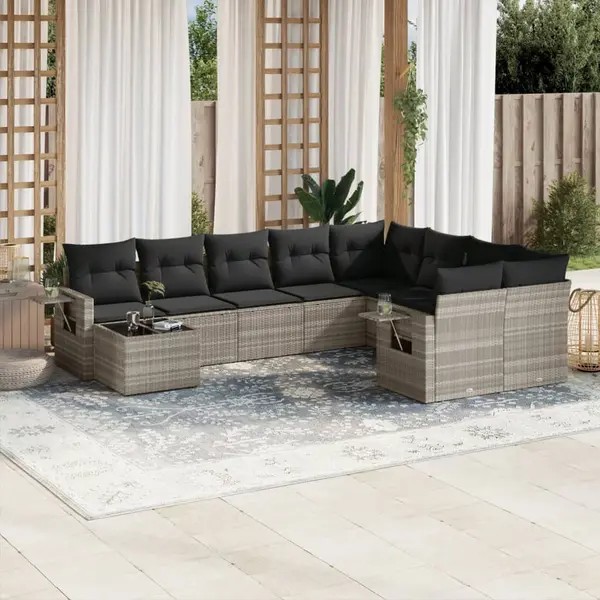 Gossi set canapele de gradina cu perne 10 piese gri deschis poliratan