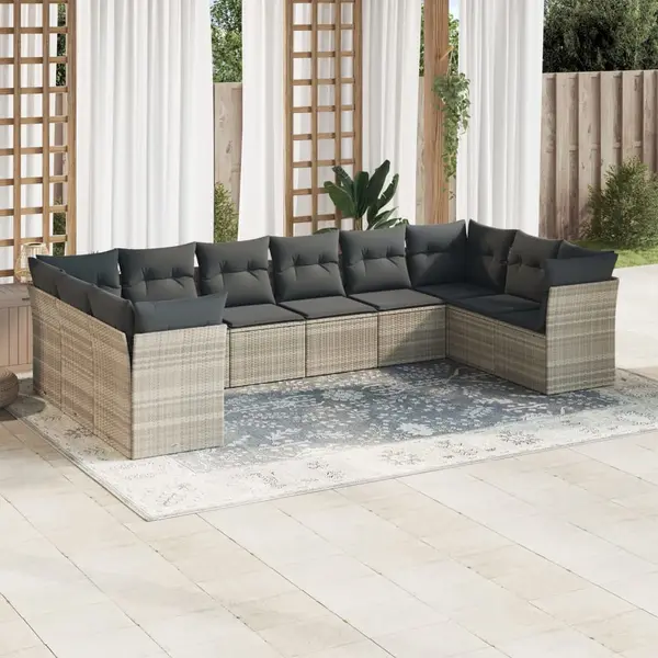 Gossi set canapele de gradina cu perne 10 piese gri deschis poliratan