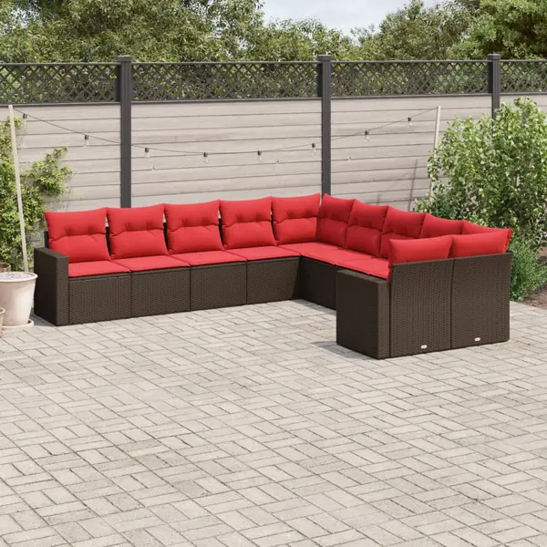 Gossi set canapele de gradina cu perne, 10 piese, maro, poliratan