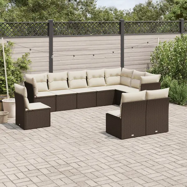 Gossi set canapele de gradina cu perne, 10 piese, maro, poliratan