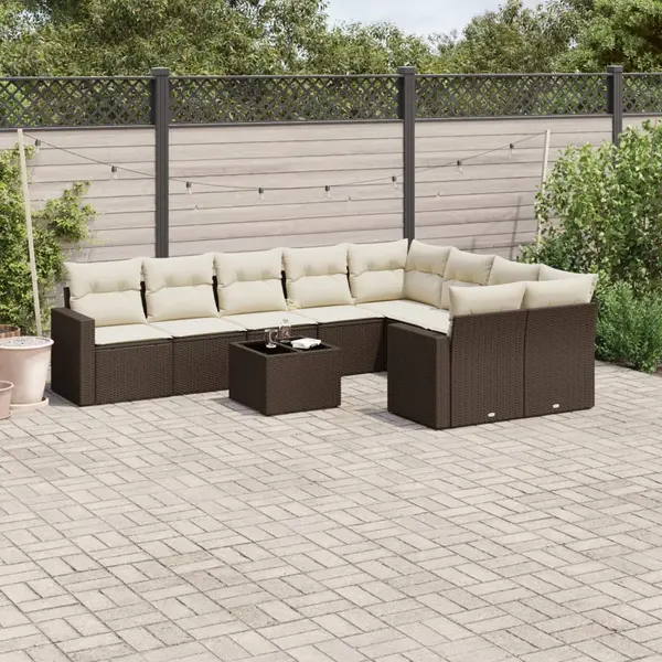 Gossi set canapele de gradina cu perne, 10 piese, maro, poliratan