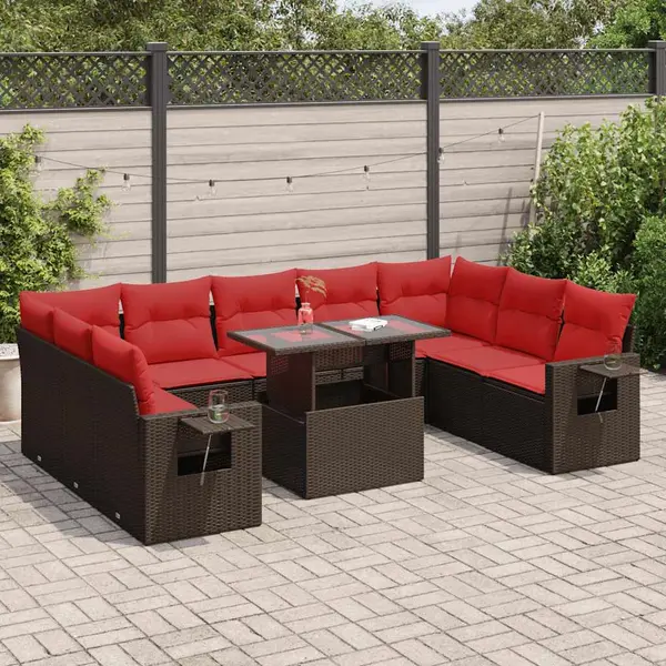 Gossi set canapele de gradina cu perne, 10 piese, maro, poliratan
