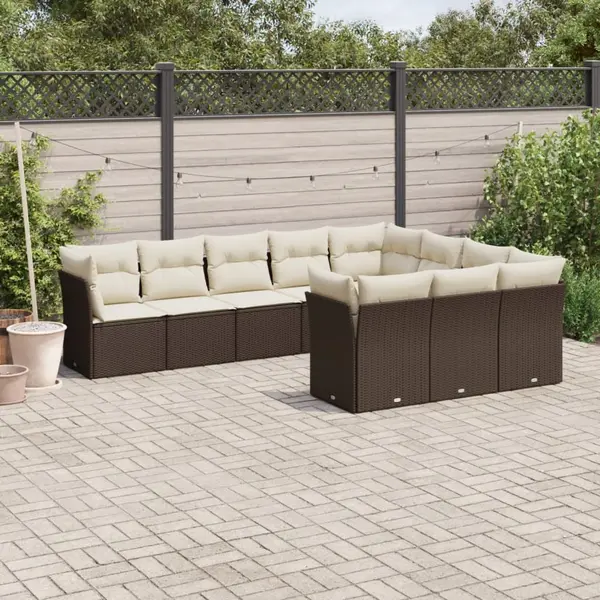 Gossi set canapele de gradina cu perne, 10 piese, maro, poliratan