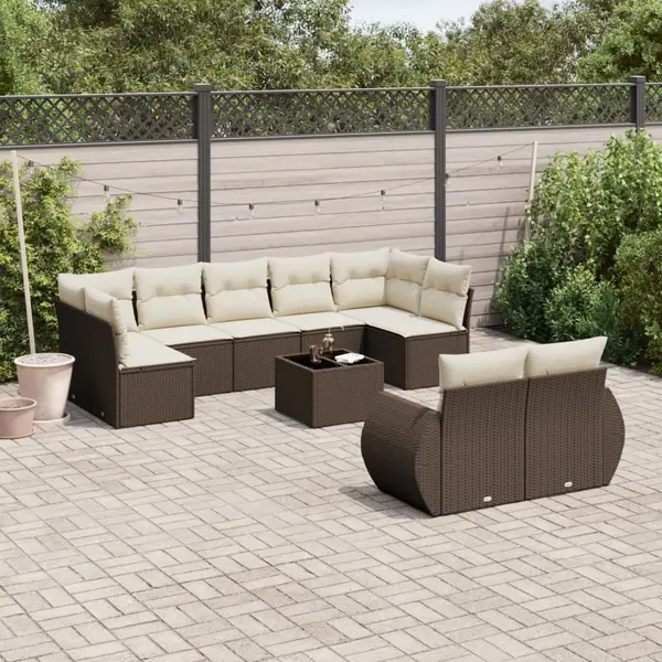Gossi set canapele de gradina cu perne, 10 piese, maro, poliratan