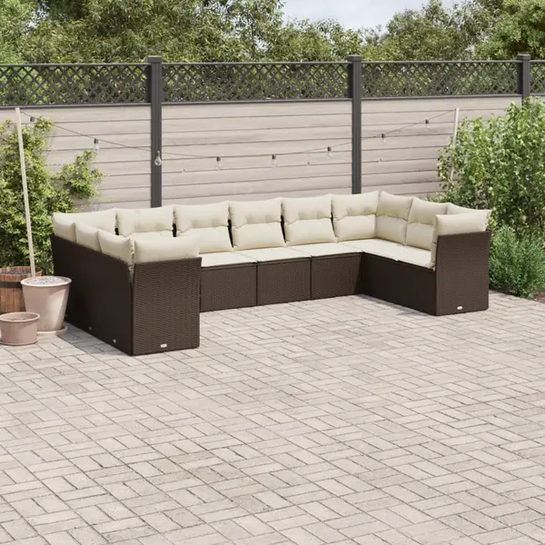 Gossi set canapele de gradina cu perne, 10 piese, maro, poliratan