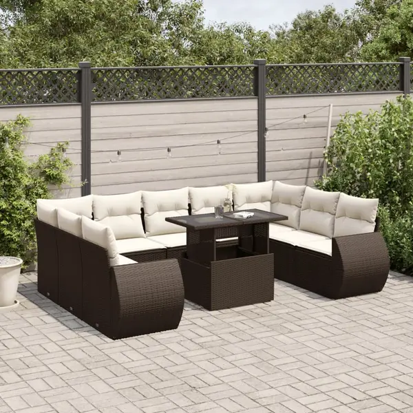 Gossi set canapele de gradina cu perne, 10 piese, maro, poliratan