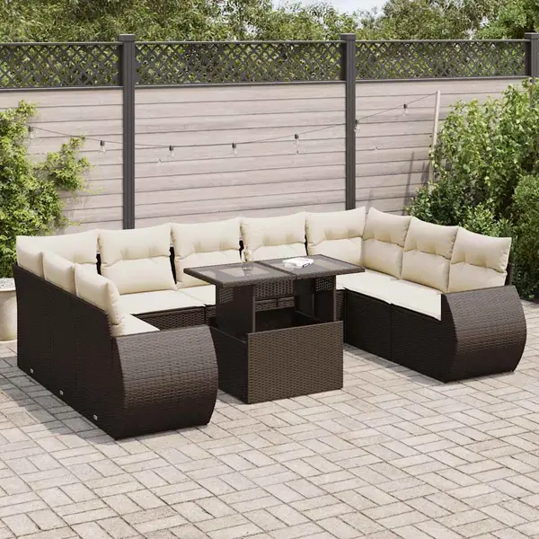 Gossi set canapele de gradina cu perne, 10 piese, maro, poliratan