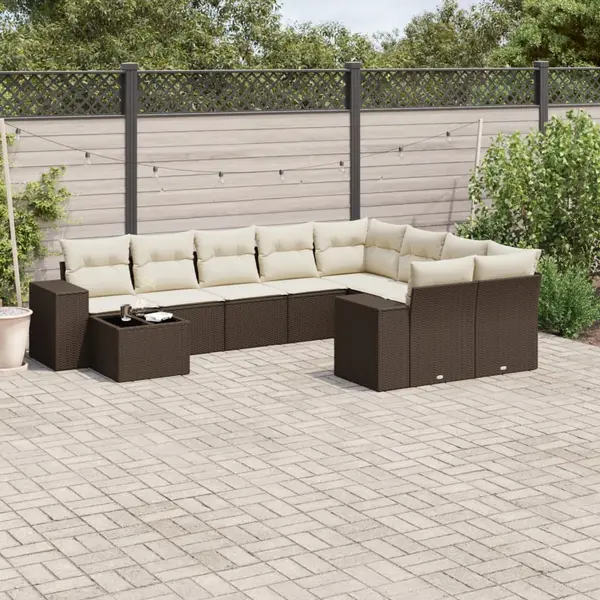 Gossi set canapele de gradina cu perne, 10 piese, maro, poliratan