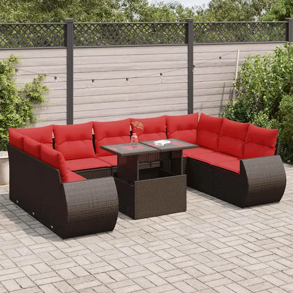 Gossi set canapele de gradina cu perne, 10 piese, maro, poliratan